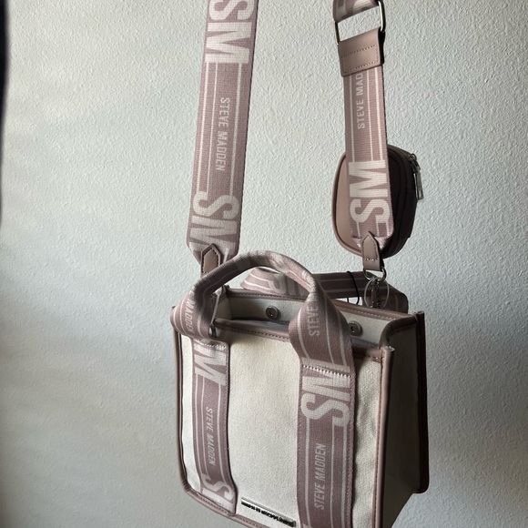 Steve Madden Bwebber Convertible Tote Bag White Pink - Picture 7 of 7